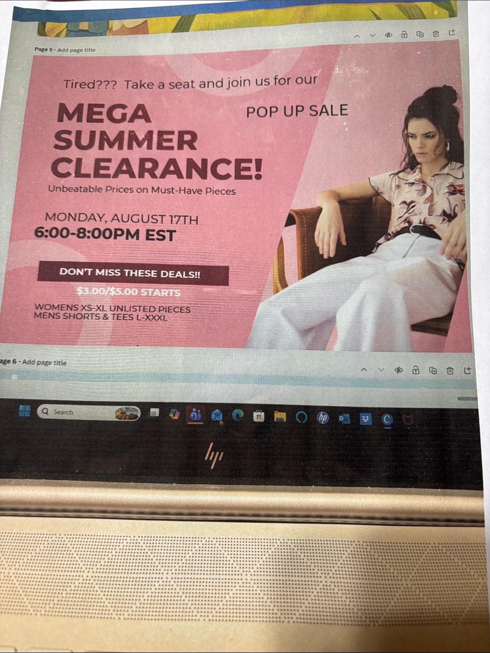 Pop Up Mega Summer Clearance August 17th